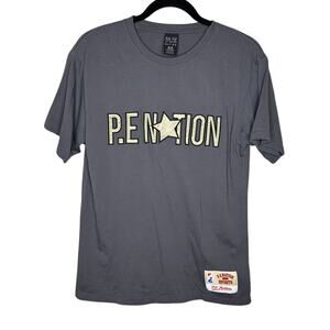P.E. Nation Heads Up Tee XS Gray‎ Cream Organic Cotton Boxy Graphic Logo Shirt